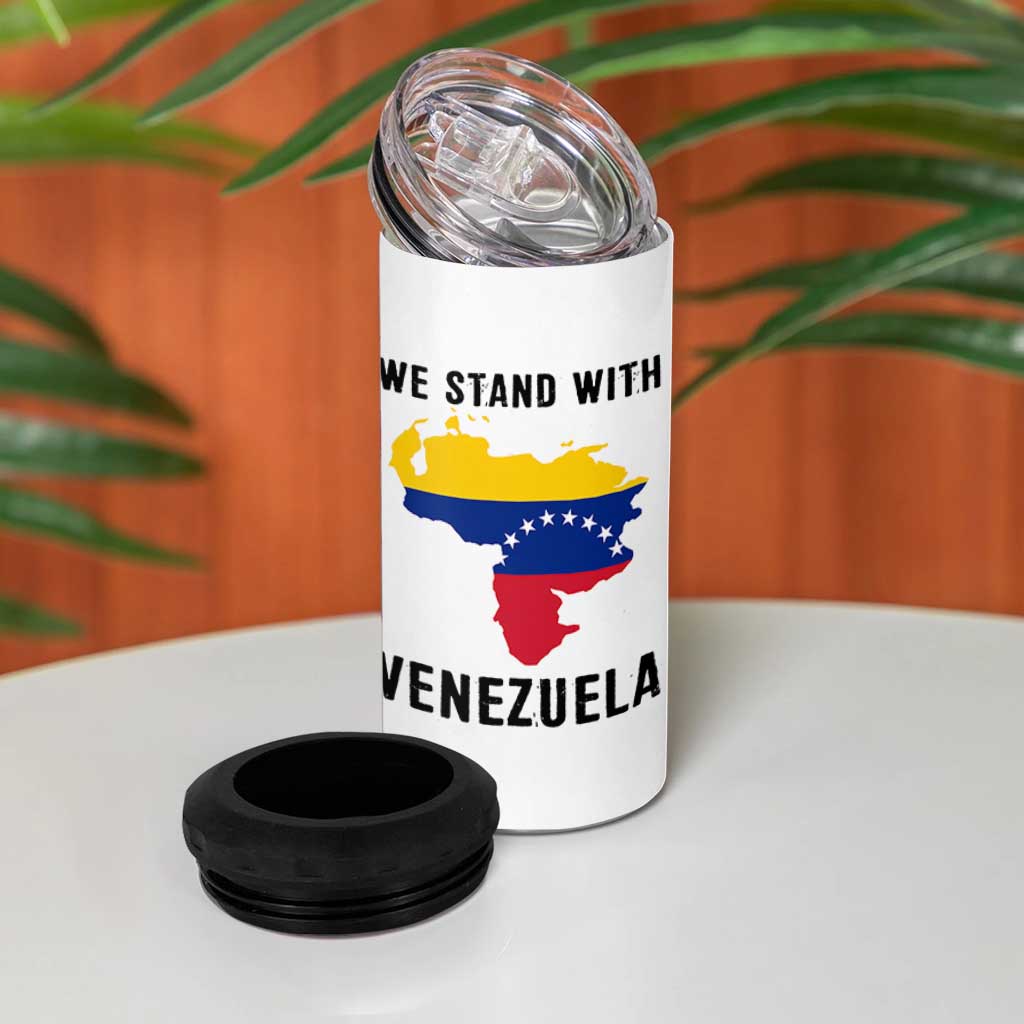 We Stand With Venezuela 4 in 1 Can Cooler Tumbler Venezuelan Flag Unity Graphic - Wonder Print Shop