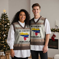 We Stand With Venezuela V-Neck Knit Sweater Vest Venezuelan Flag Unity Graphic - Wonder Print Shop