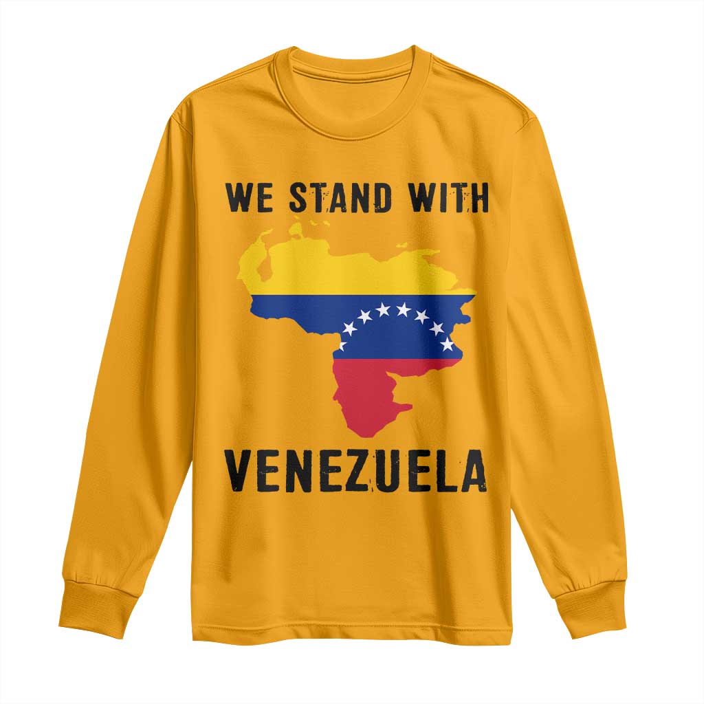 We Stand With Venezuela Long Sleeve Shirt Venezuelan Flag Unity Graphic - Wonder Print Shop
