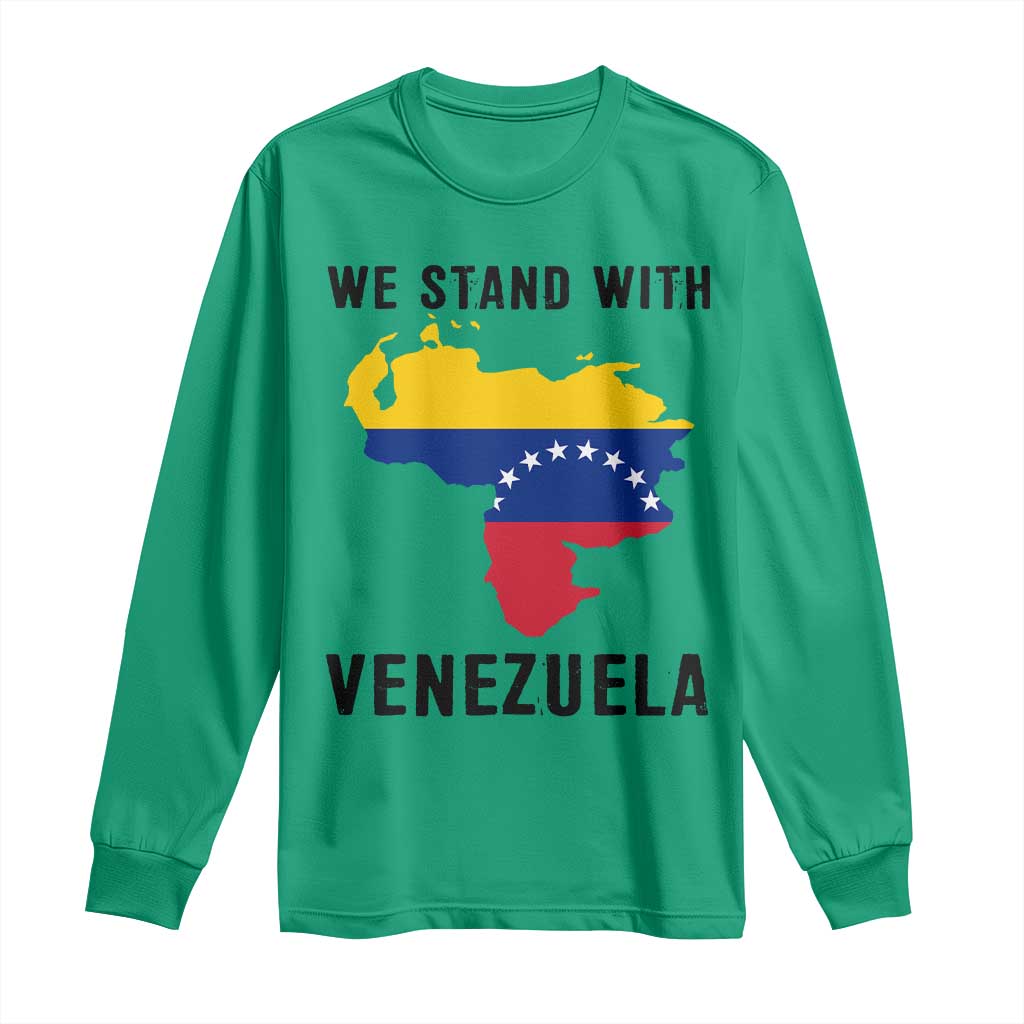 We Stand With Venezuela Long Sleeve Shirt Venezuelan Flag Unity Graphic - Wonder Print Shop