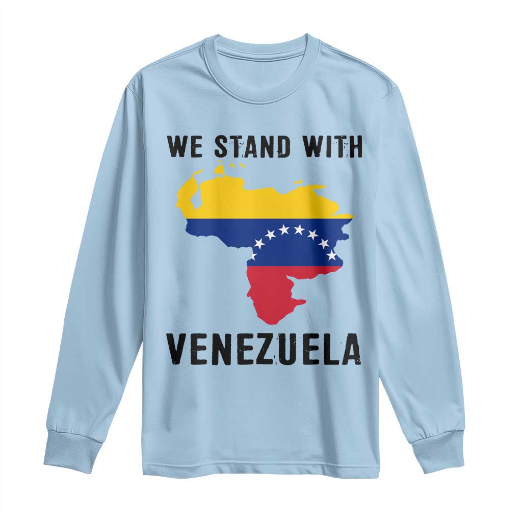 We Stand With Venezuela Long Sleeve Shirt Venezuelan Flag Unity Graphic - Wonder Print Shop