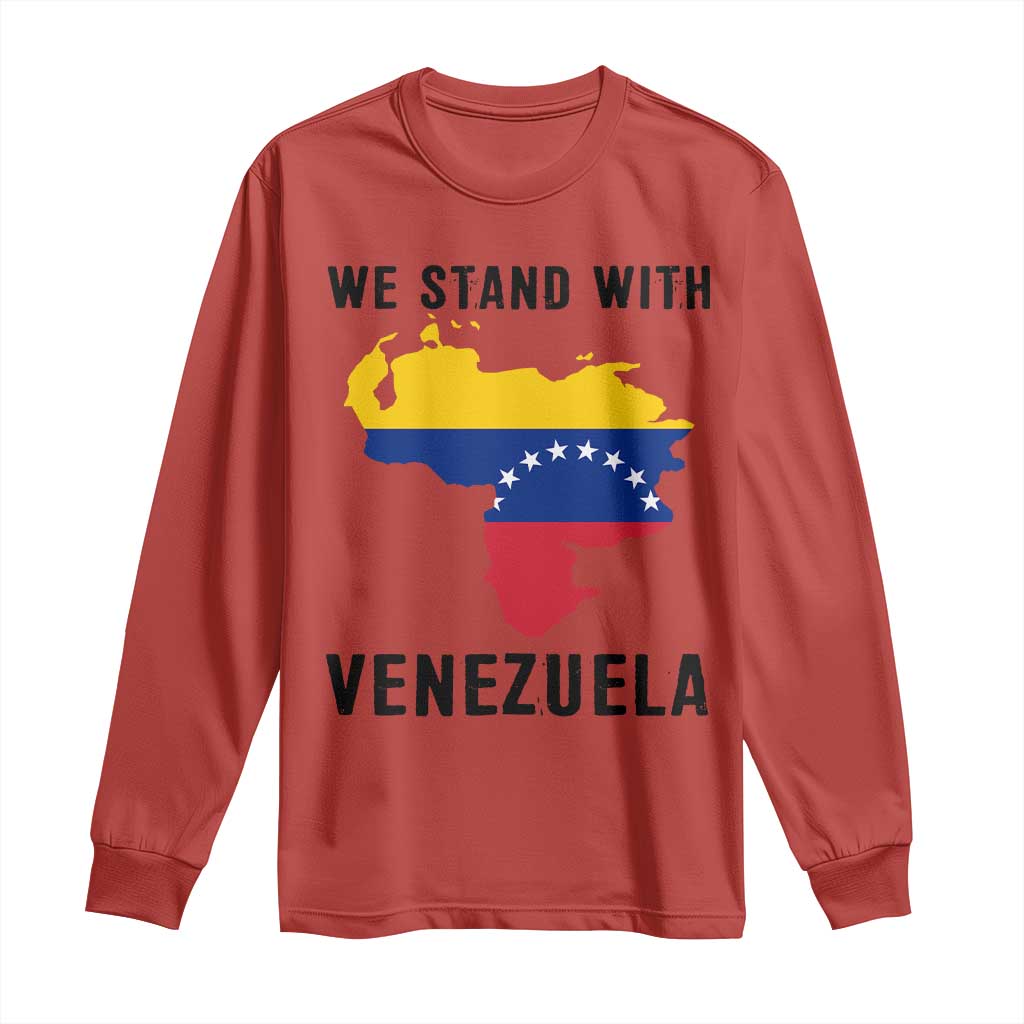 We Stand With Venezuela Long Sleeve Shirt Venezuelan Flag Unity Graphic - Wonder Print Shop
