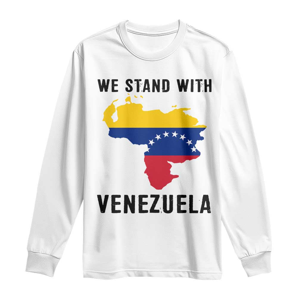 We Stand With Venezuela Long Sleeve Shirt Venezuelan Flag Unity Graphic - Wonder Print Shop