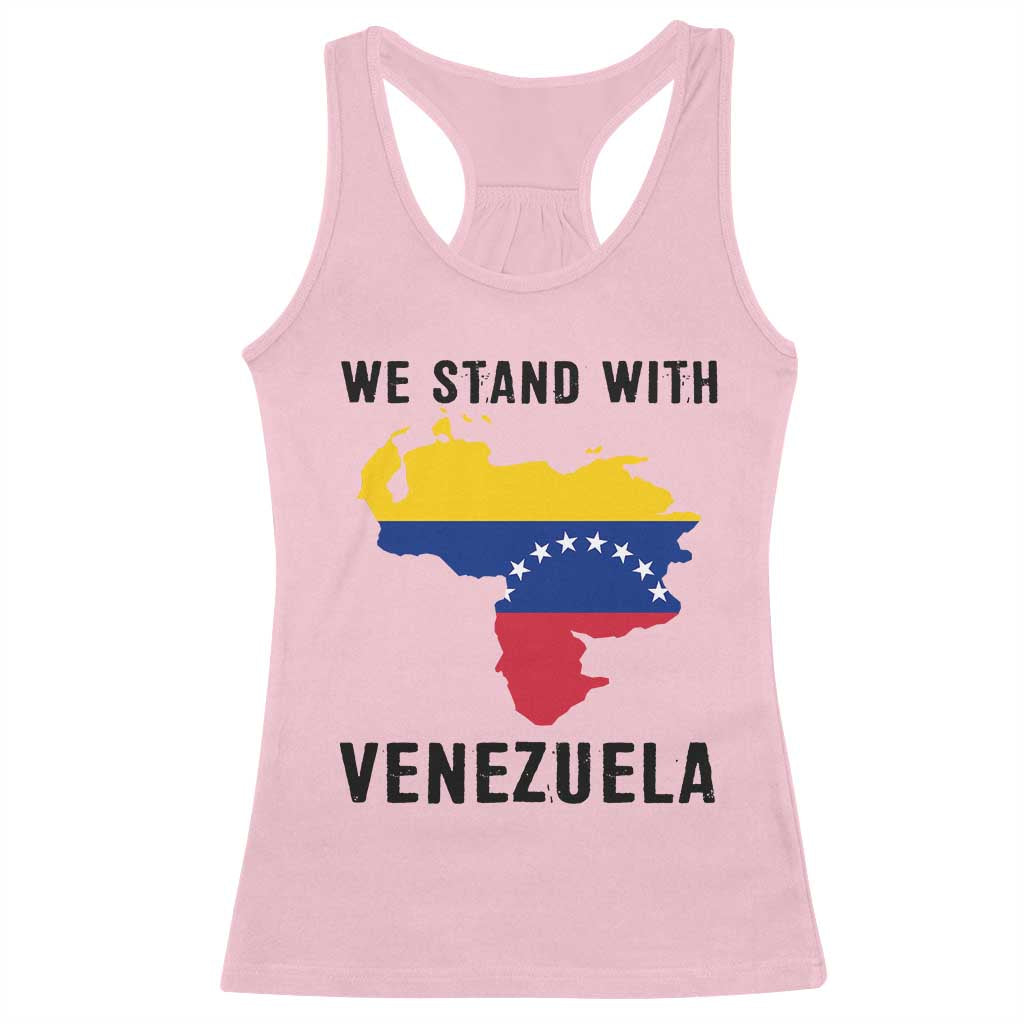 We Stand With Venezuela Racerback Tank Top Venezuelan Flag Unity Graphic - Wonder Print Shop