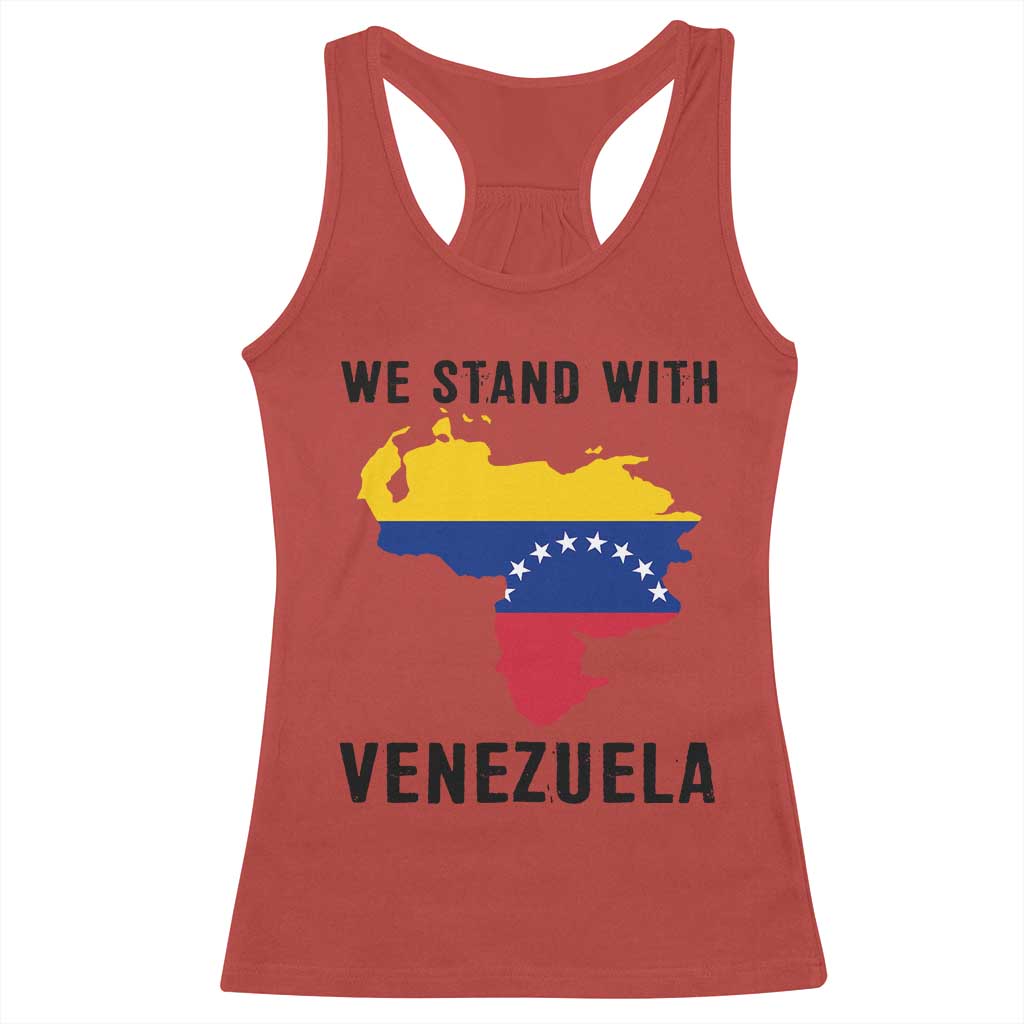We Stand With Venezuela Racerback Tank Top Venezuelan Flag Unity Graphic - Wonder Print Shop