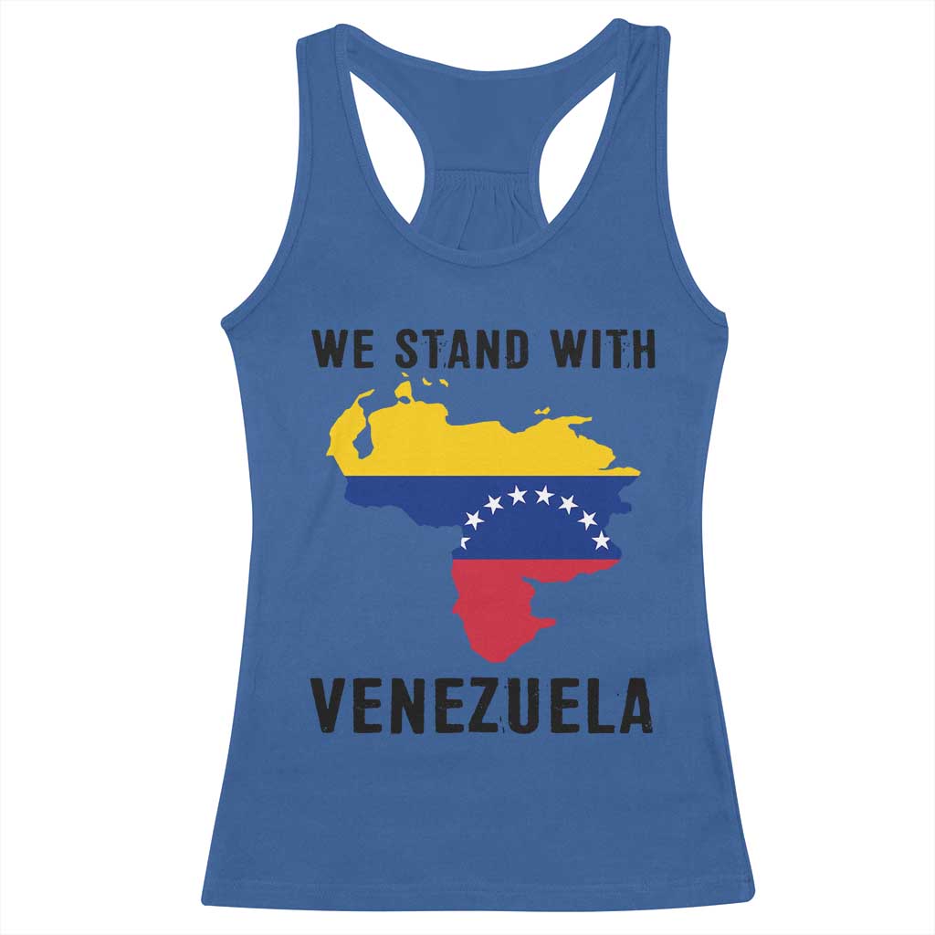 We Stand With Venezuela Racerback Tank Top Venezuelan Flag Unity Graphic - Wonder Print Shop