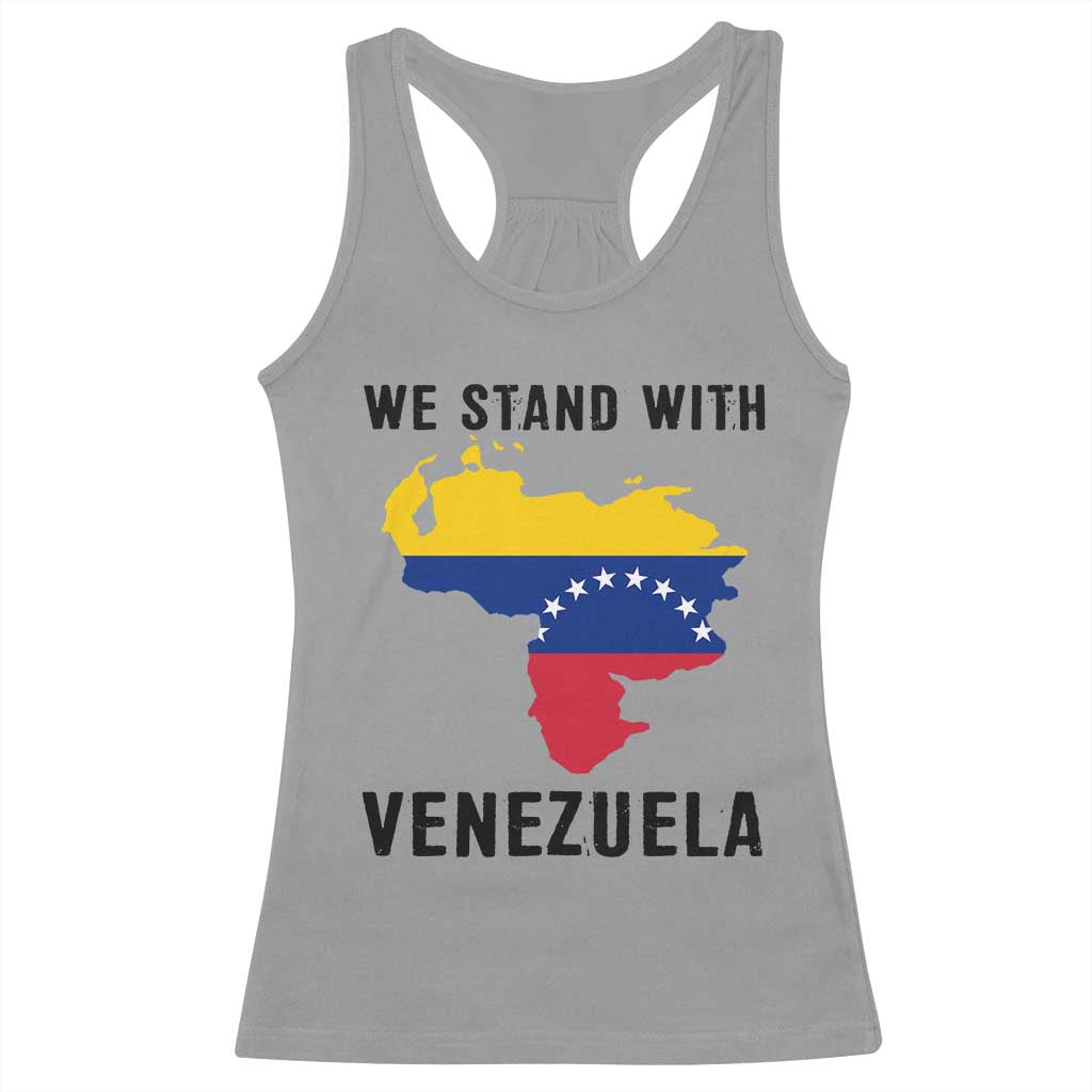 We Stand With Venezuela Racerback Tank Top Venezuelan Flag Unity Graphic - Wonder Print Shop