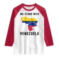 We Stand With Venezuela Raglan Shirt Venezuelan Flag Unity Graphic - Wonder Print Shop