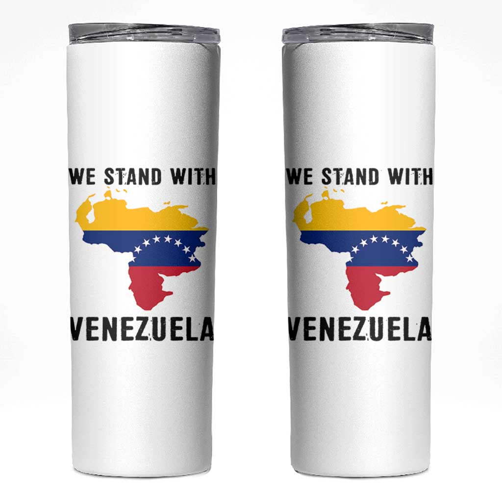We Stand With Venezuela Skinny Tumbler Venezuelan Flag Unity Graphic - Wonder Print Shop