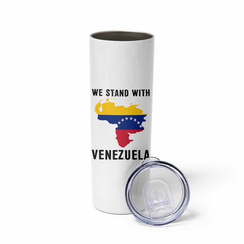 We Stand With Venezuela Skinny Tumbler Venezuelan Flag Unity Graphic - Wonder Print Shop
