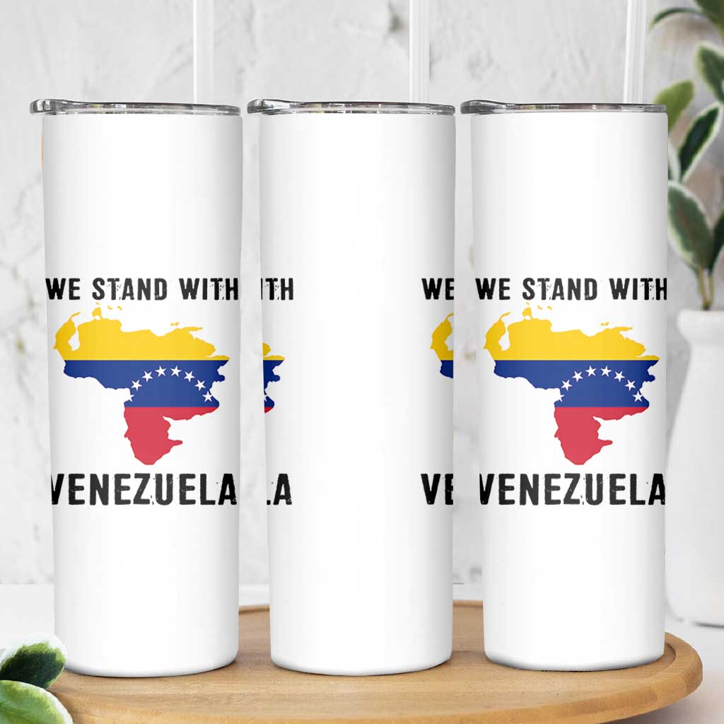 We Stand With Venezuela Skinny Tumbler Venezuelan Flag Unity Graphic - Wonder Print Shop