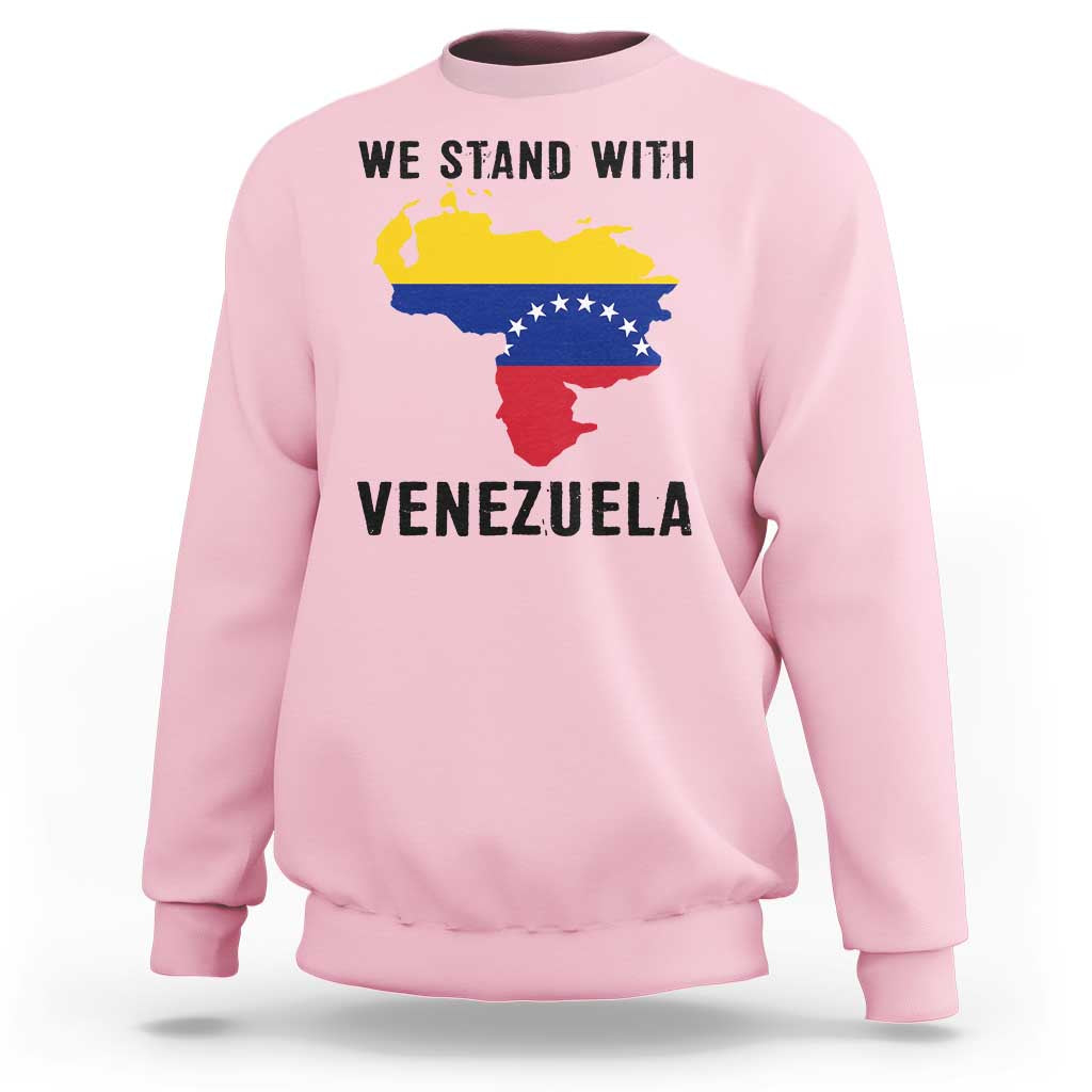 We Stand With Venezuela Sweatshirt Venezuelan Flag Unity Graphic - Wonder Print Shop