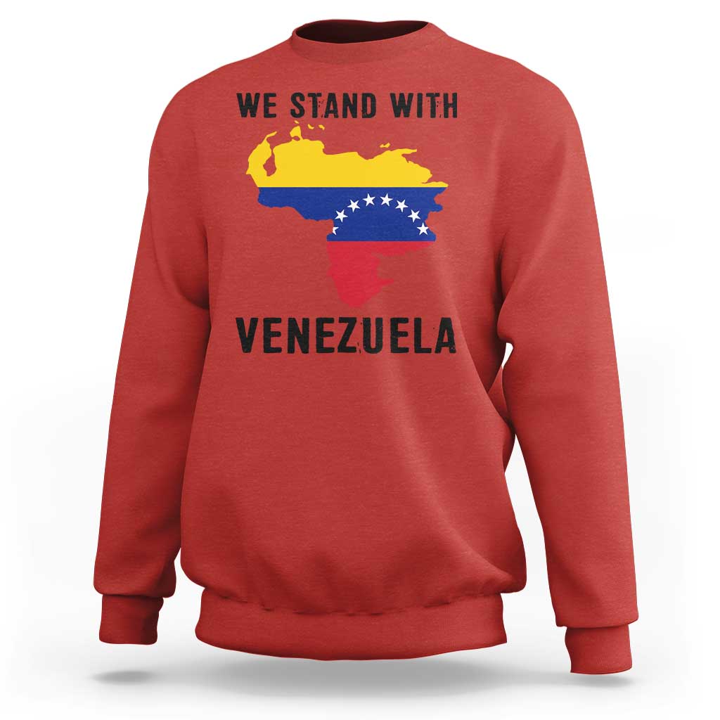 We Stand With Venezuela Sweatshirt Venezuelan Flag Unity Graphic - Wonder Print Shop