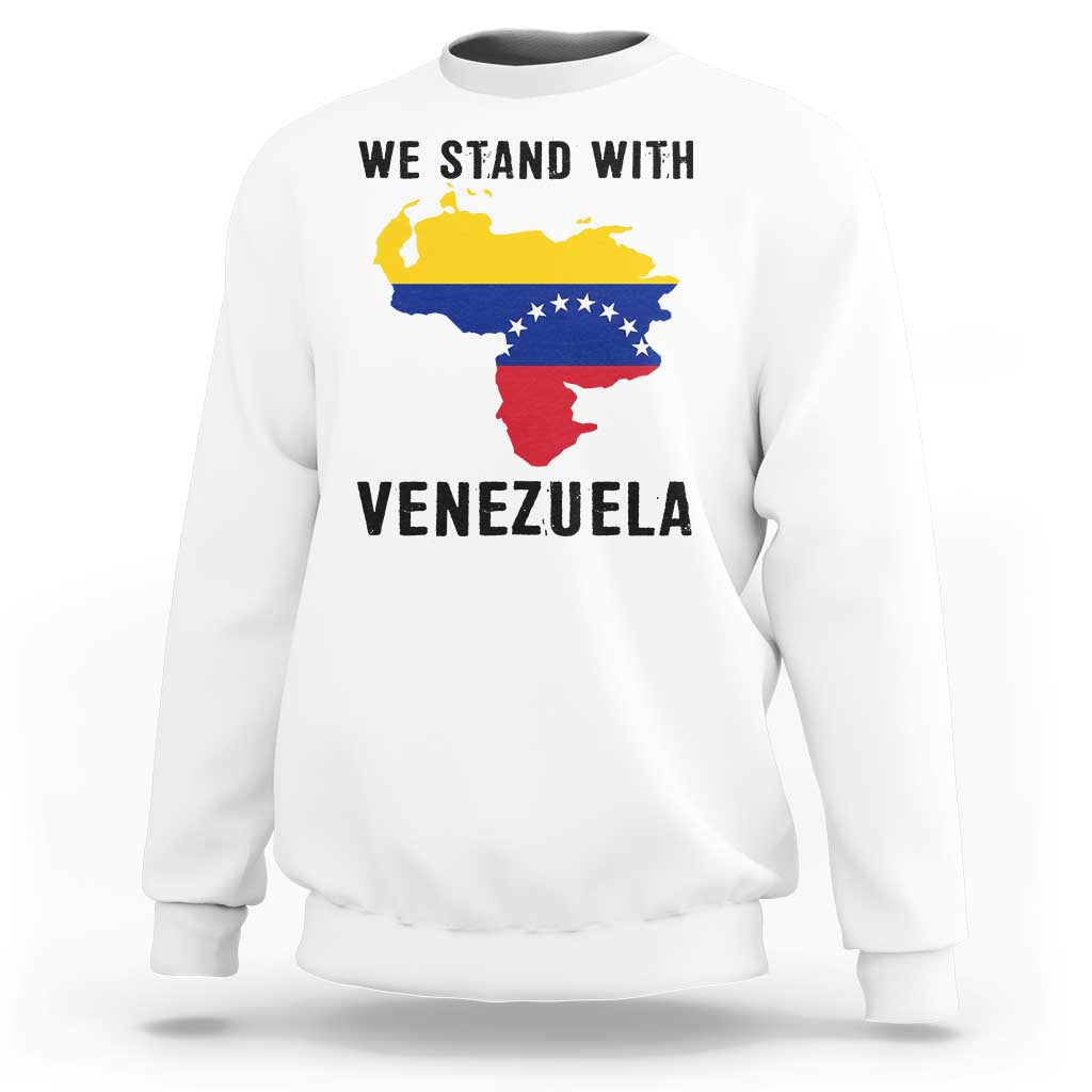 We Stand With Venezuela Sweatshirt Venezuelan Flag Unity Graphic - Wonder Print Shop