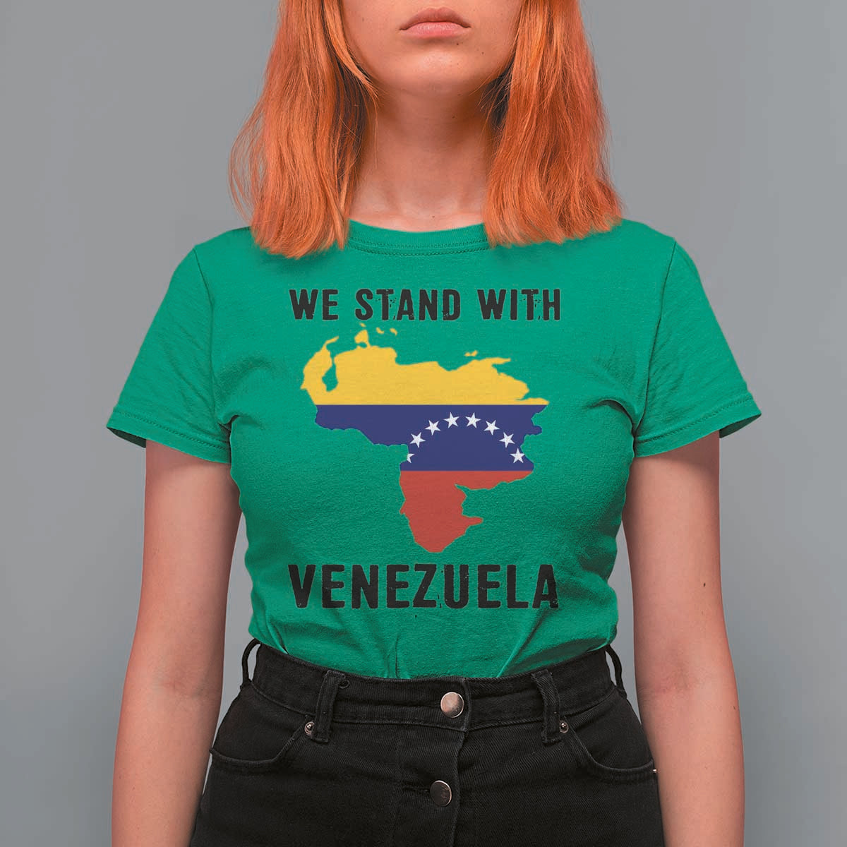 We Stand With Venezuela T Shirt For Women Venezuelan Flag Unity Graphic - Wonder Print Shop