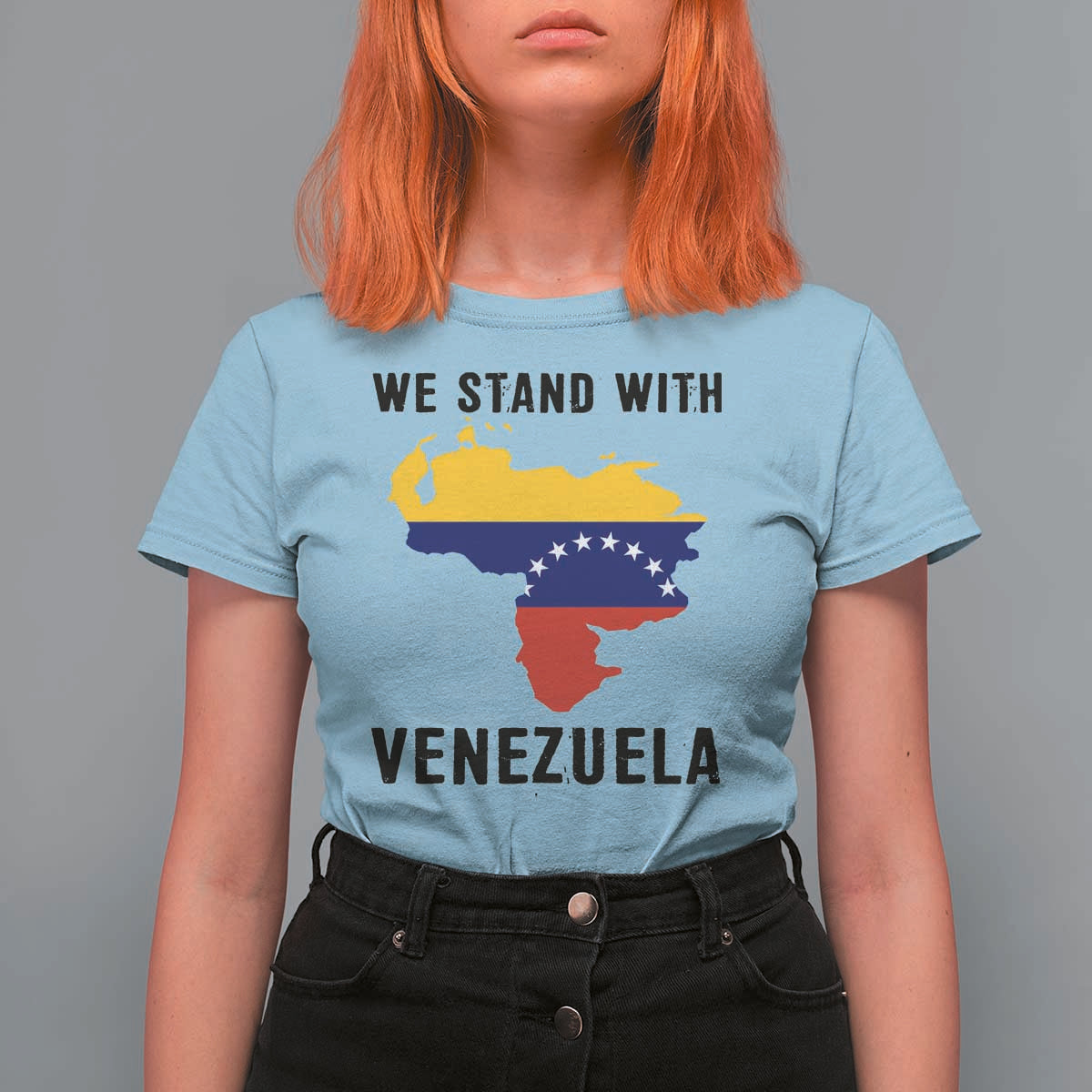 We Stand With Venezuela T Shirt For Women Venezuelan Flag Unity Graphic - Wonder Print Shop