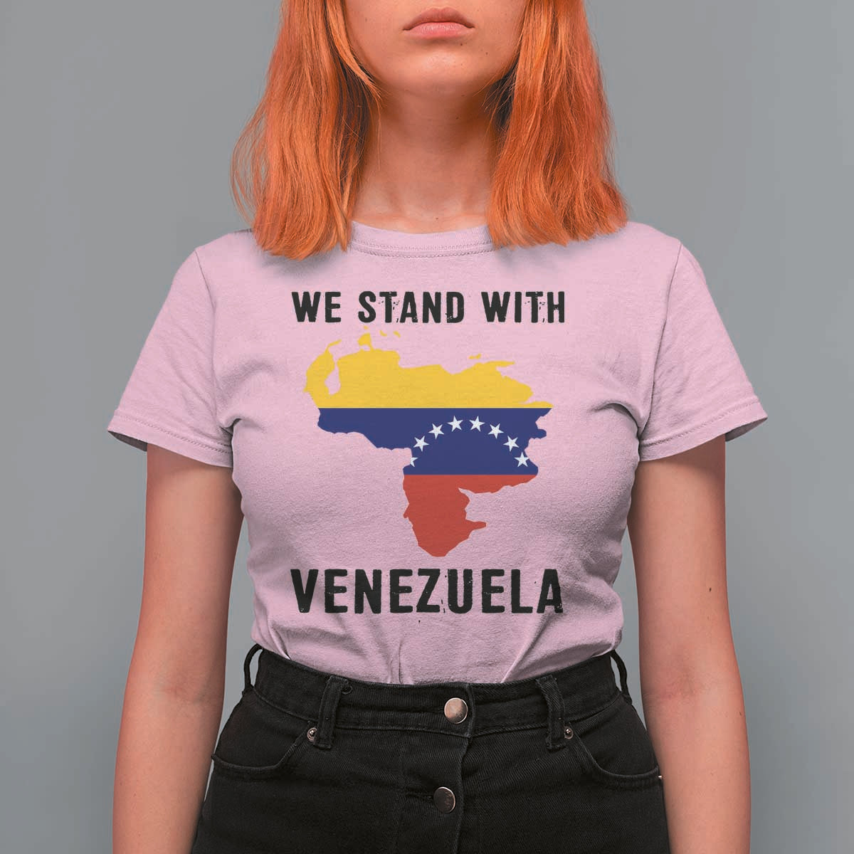 We Stand With Venezuela T Shirt For Women Venezuelan Flag Unity Graphic - Wonder Print Shop