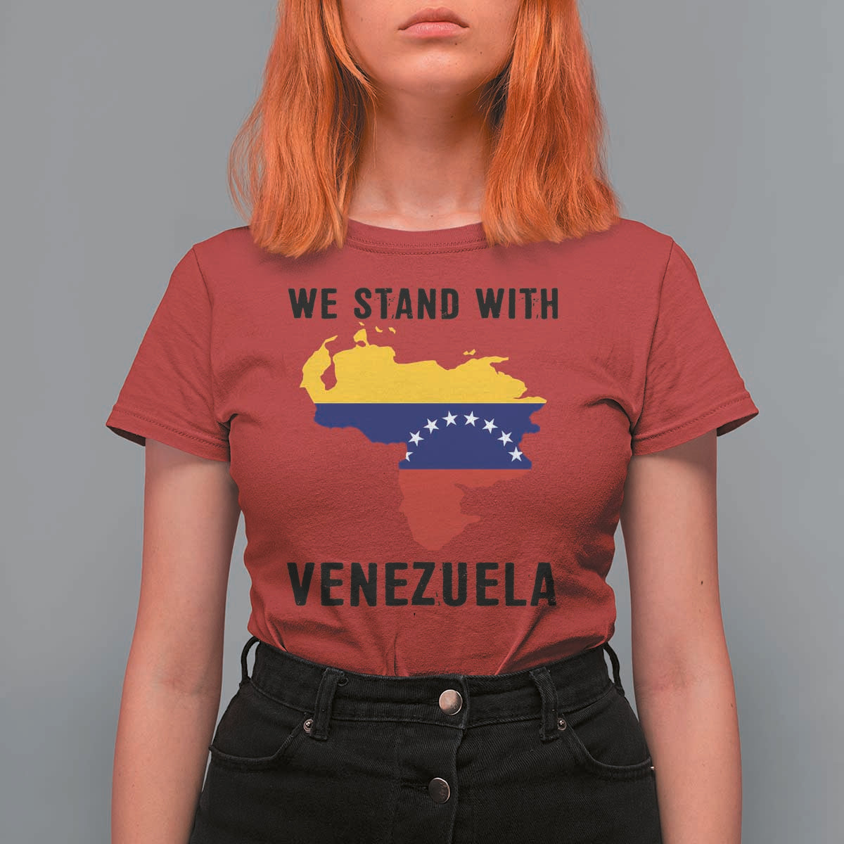 We Stand With Venezuela T Shirt For Women Venezuelan Flag Unity Graphic - Wonder Print Shop