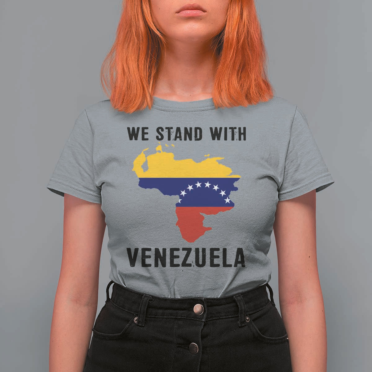 We Stand With Venezuela T Shirt For Women Venezuelan Flag Unity Graphic - Wonder Print Shop