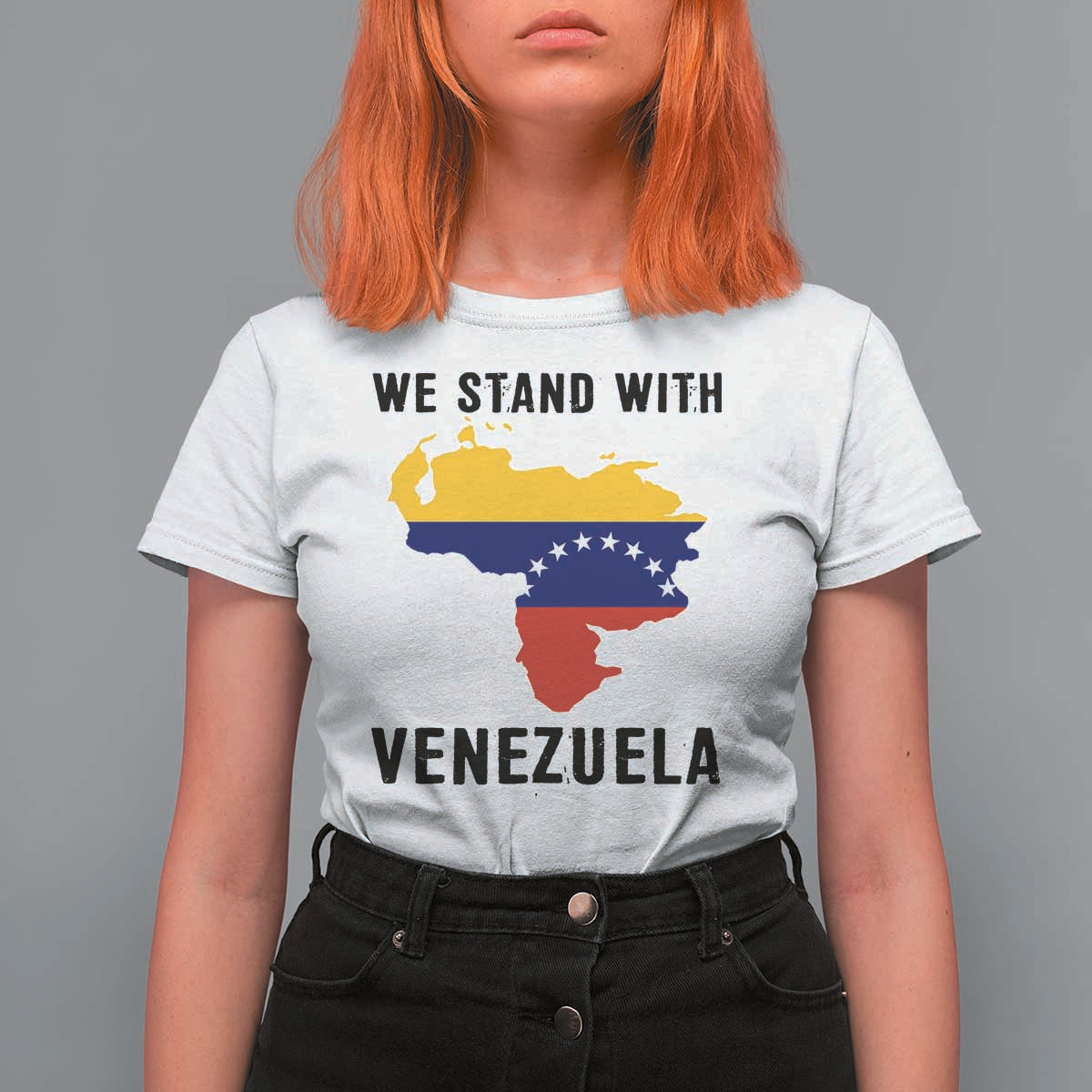 We Stand With Venezuela T Shirt For Women Venezuelan Flag Unity Graphic - Wonder Print Shop