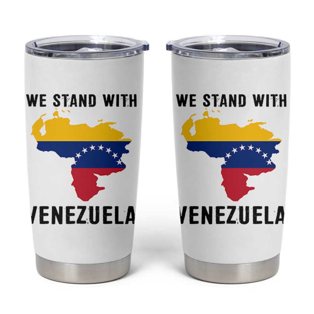 We Stand With Venezuela Tumbler Cup Venezuelan Flag Unity Graphic - Wonder Print Shop