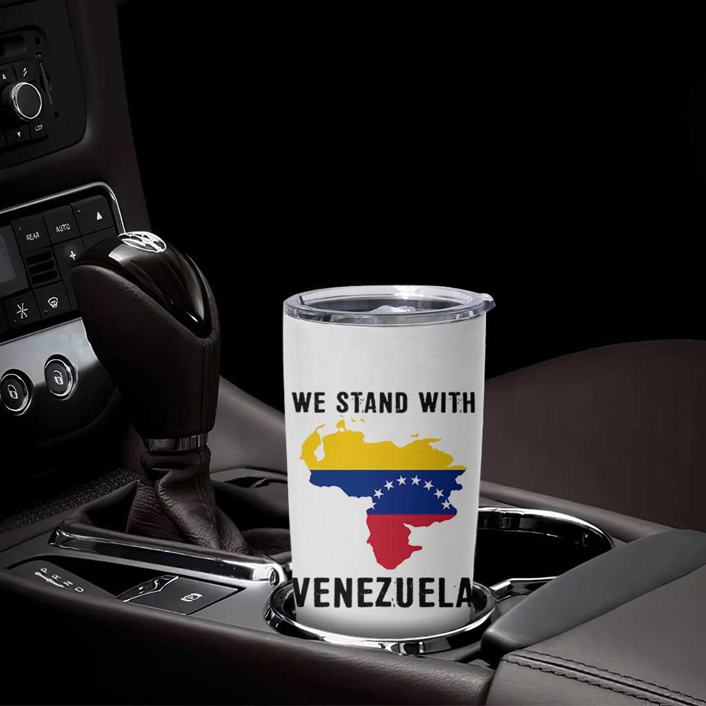 We Stand With Venezuela Tumbler Cup Venezuelan Flag Unity Graphic - Wonder Print Shop