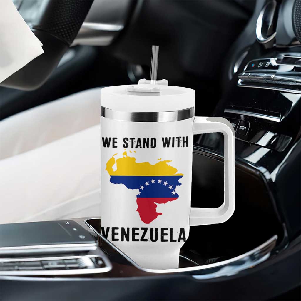 We Stand With Venezuela Tumbler With Handle Venezuelan Flag Unity Graphic - Wonder Print Shop