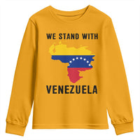 We Stand With Venezuela Youth Sweatshirt Venezuelan Flag Unity Graphic - Wonder Print Shop