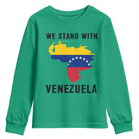 We Stand With Venezuela Youth Sweatshirt Venezuelan Flag Unity Graphic - Wonder Print Shop
