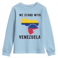 We Stand With Venezuela Youth Sweatshirt Venezuelan Flag Unity Graphic - Wonder Print Shop