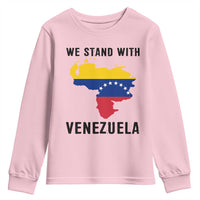 We Stand With Venezuela Youth Sweatshirt Venezuelan Flag Unity Graphic - Wonder Print Shop