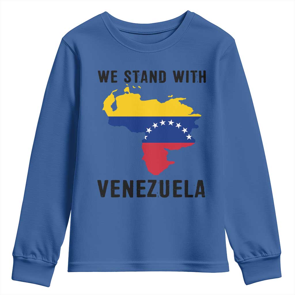 We Stand With Venezuela Youth Sweatshirt Venezuelan Flag Unity Graphic - Wonder Print Shop