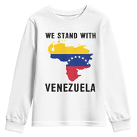 We Stand With Venezuela Youth Sweatshirt Venezuelan Flag Unity Graphic - Wonder Print Shop