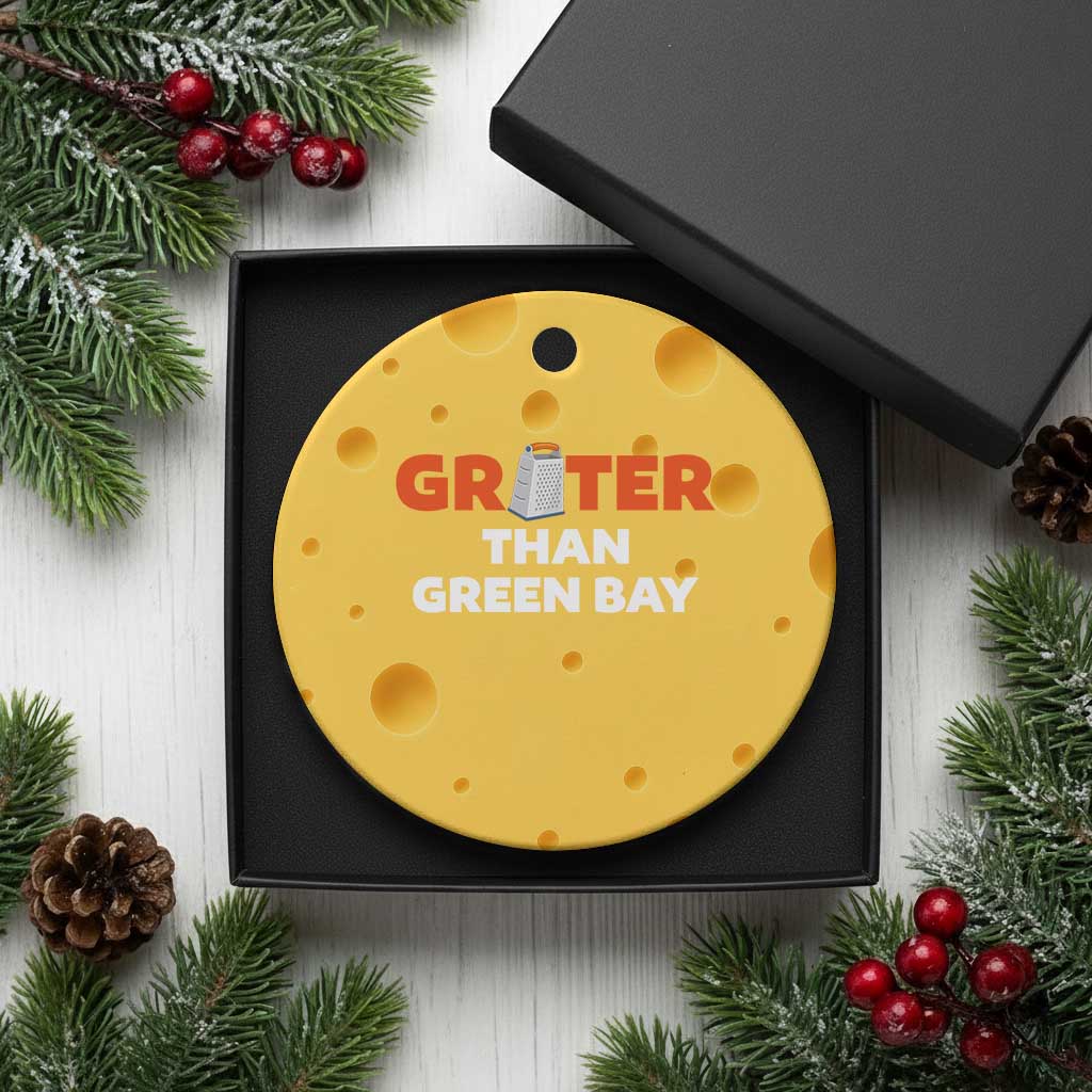 Funny Greater Than Green Bay Rivalry Ceramic Ornament Cheese Grater - Wonder Print Shop