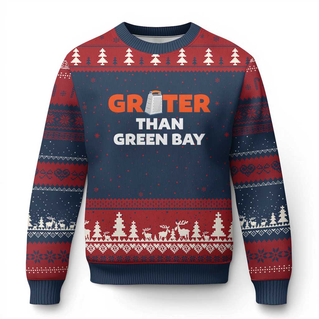 Funny Greater Than Green Bay Rivalry Ugly Christmas Sweater Cheese Grater - Wonder Print Shop