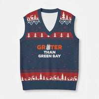 Funny Greater Than Green Bay Rivalry V-Neck Knit Sweater Vest Cheese Grater - Wonder Print Shop