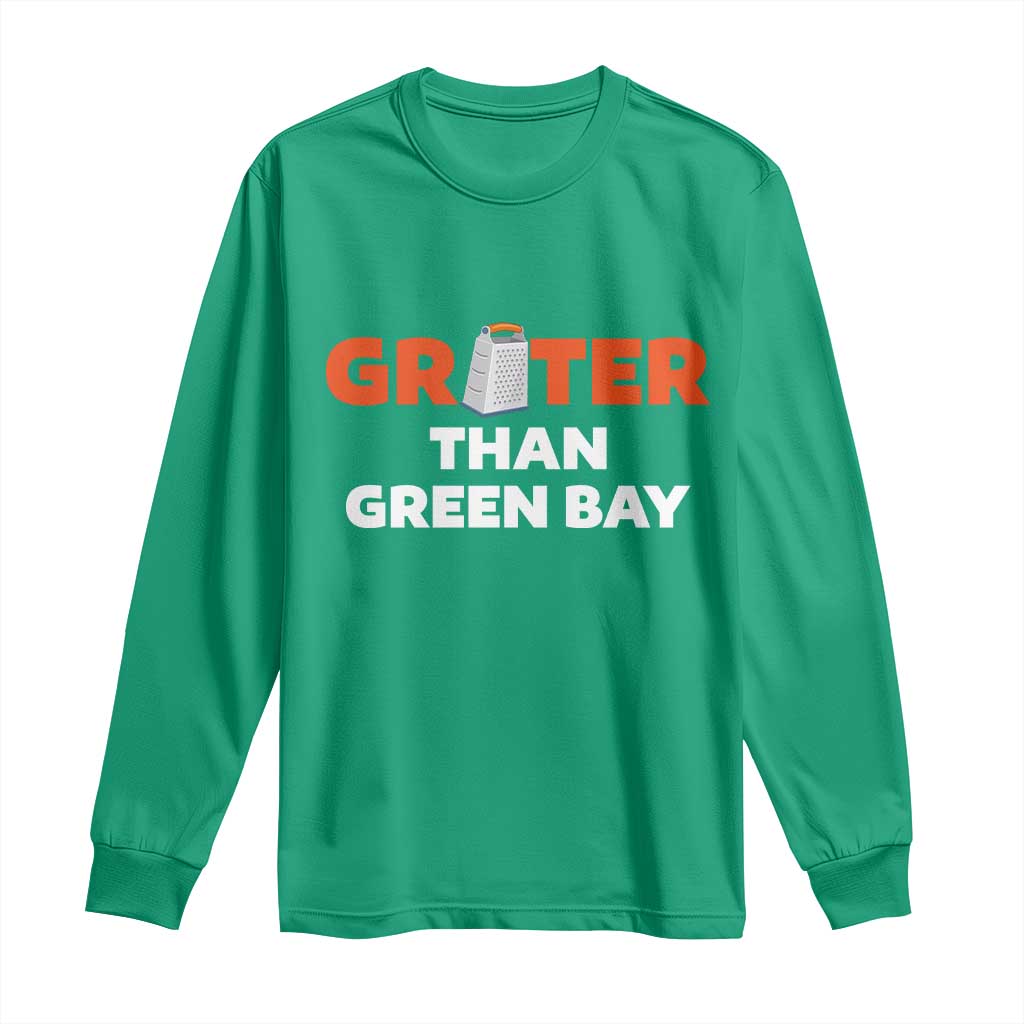 Funny Greater Than Green Bay Rivalry Long Sleeve Shirt Cheese Grater - Wonder Print Shop