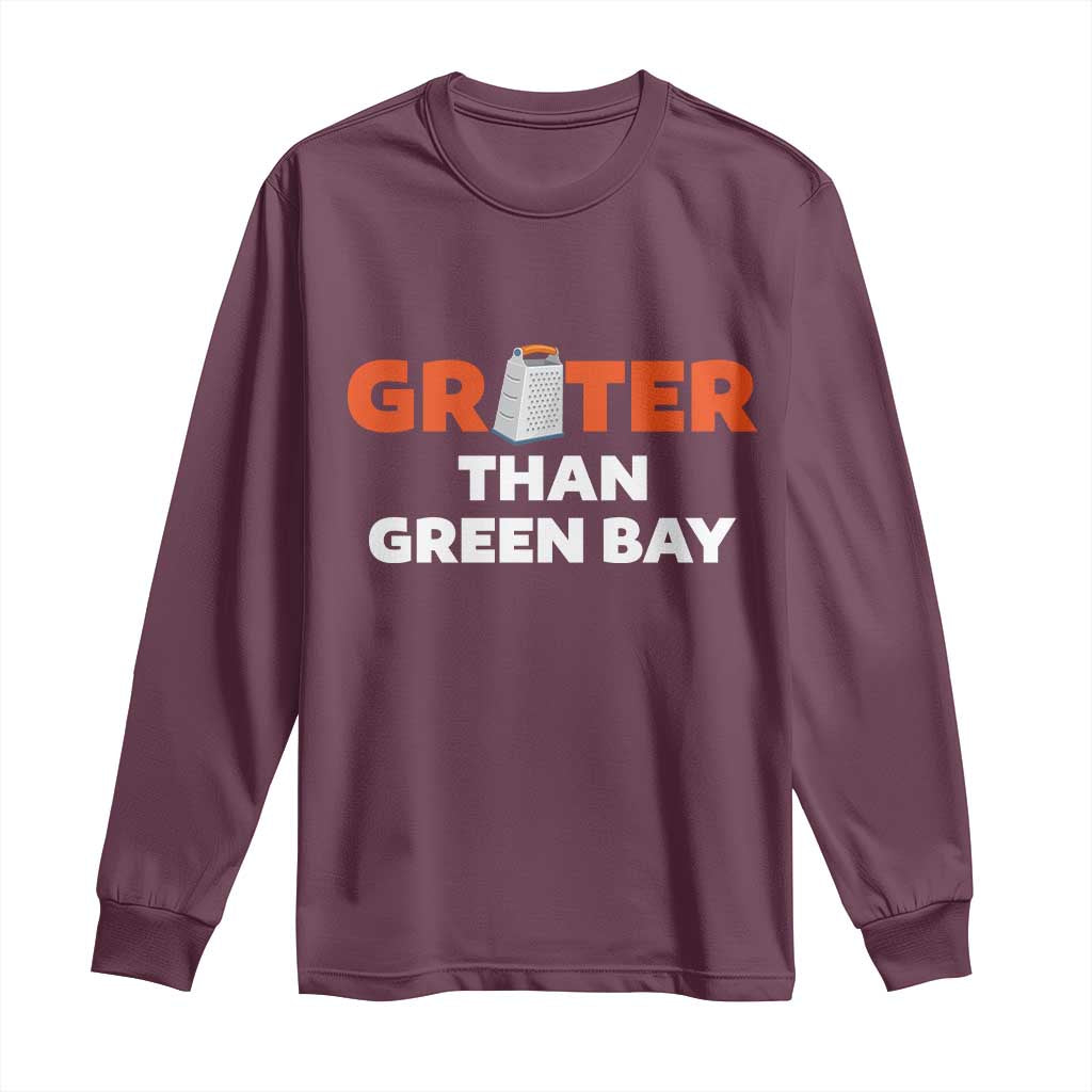 Funny Greater Than Green Bay Rivalry Long Sleeve Shirt Cheese Grater - Wonder Print Shop