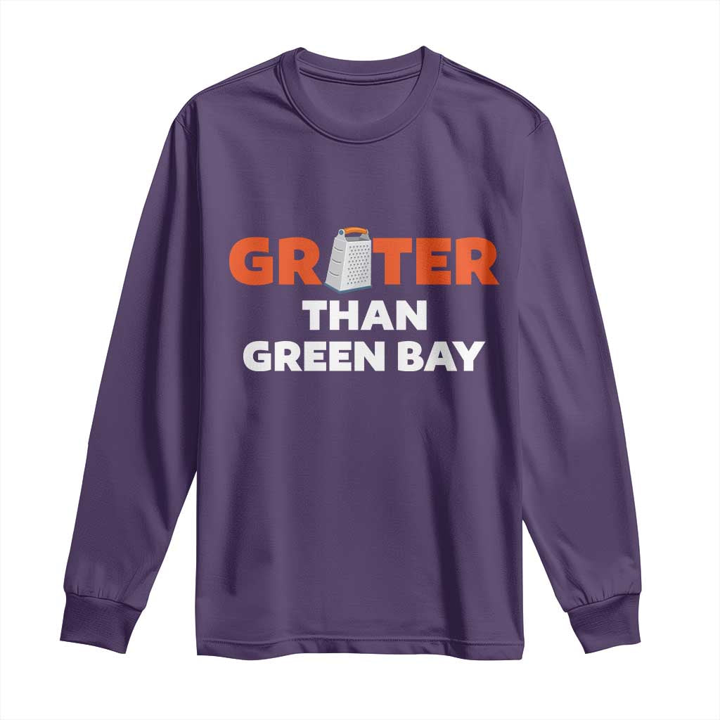 Funny Greater Than Green Bay Rivalry Long Sleeve Shirt Cheese Grater - Wonder Print Shop