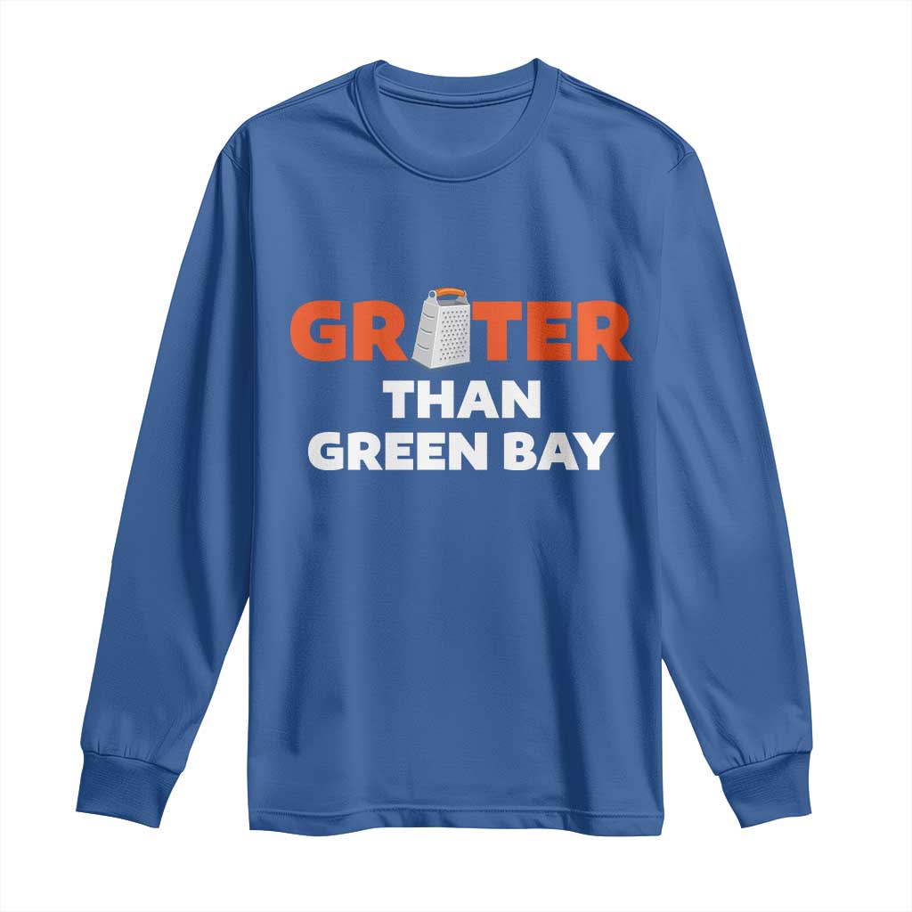 Funny Greater Than Green Bay Rivalry Long Sleeve Shirt Cheese Grater - Wonder Print Shop