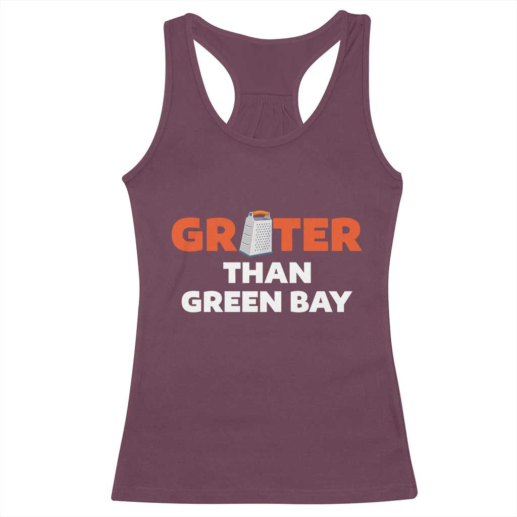 Funny Greater Than Green Bay Rivalry Racerback Tank Top Cheese Grater - Wonder Print Shop