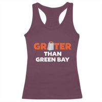 Funny Greater Than Green Bay Rivalry Racerback Tank Top Cheese Grater - Wonder Print Shop