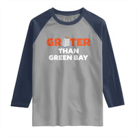 Funny Greater Than Green Bay Rivalry Raglan Shirt Cheese Grater - Wonder Print Shop