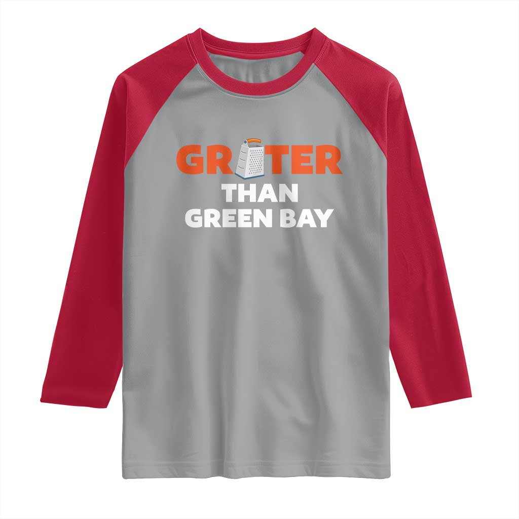Funny Greater Than Green Bay Rivalry Raglan Shirt Cheese Grater - Wonder Print Shop