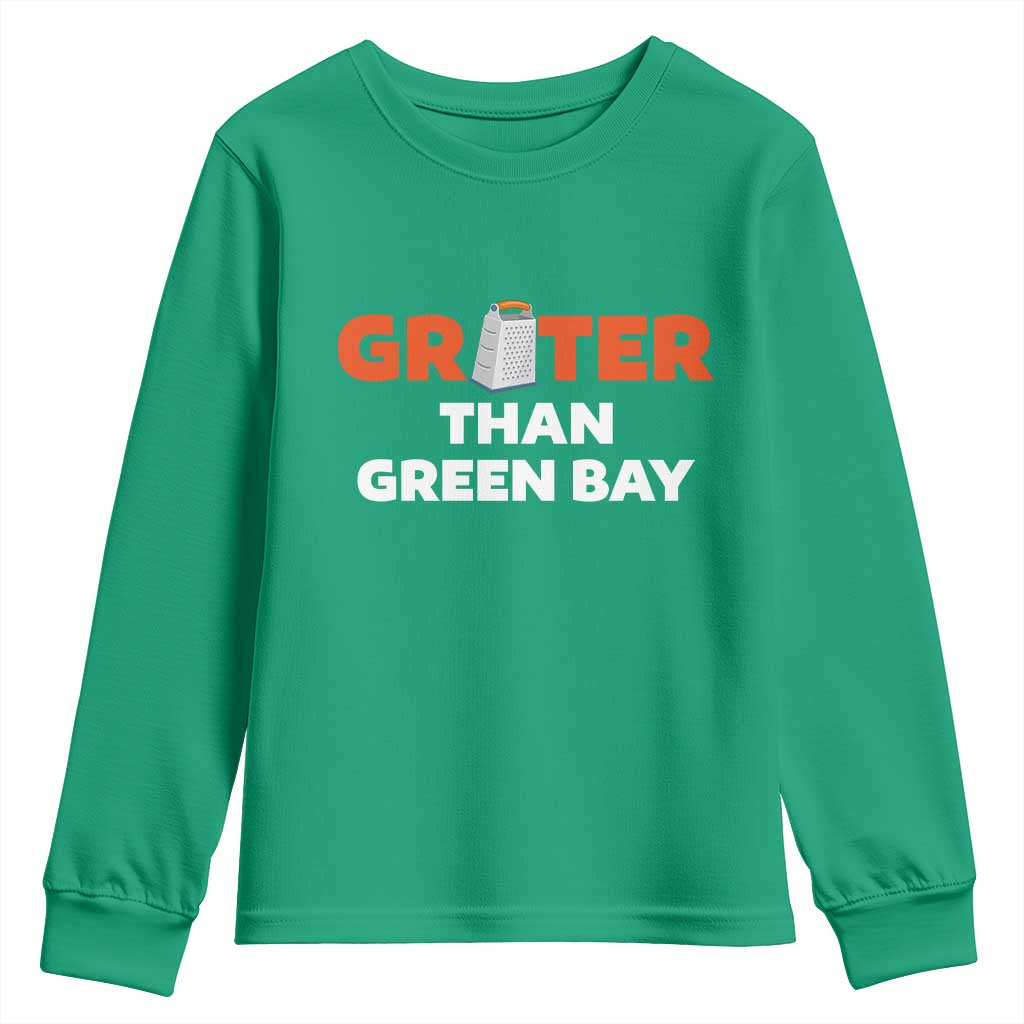 Funny Greater Than Green Bay Rivalry Youth Sweatshirt Cheese Grater - Wonder Print Shop