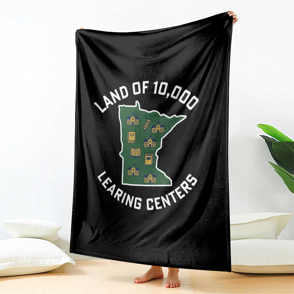 Land of 10000 Learing Centers Funny Minnesota Meme Throw Blanket Viral Education Typo Parody - Wonder Print Shop