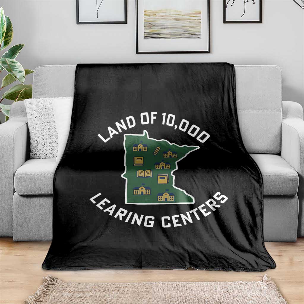 Land of 10000 Learing Centers Funny Minnesota Meme Throw Blanket Viral Education Typo Parody - Wonder Print Shop