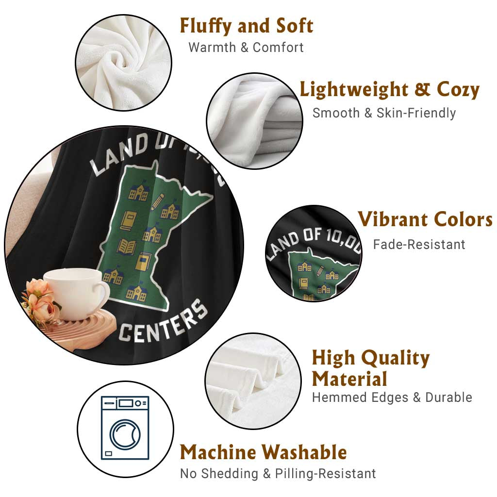 Land of 10000 Learing Centers Funny Minnesota Meme Throw Blanket Viral Education Typo Parody - Wonder Print Shop