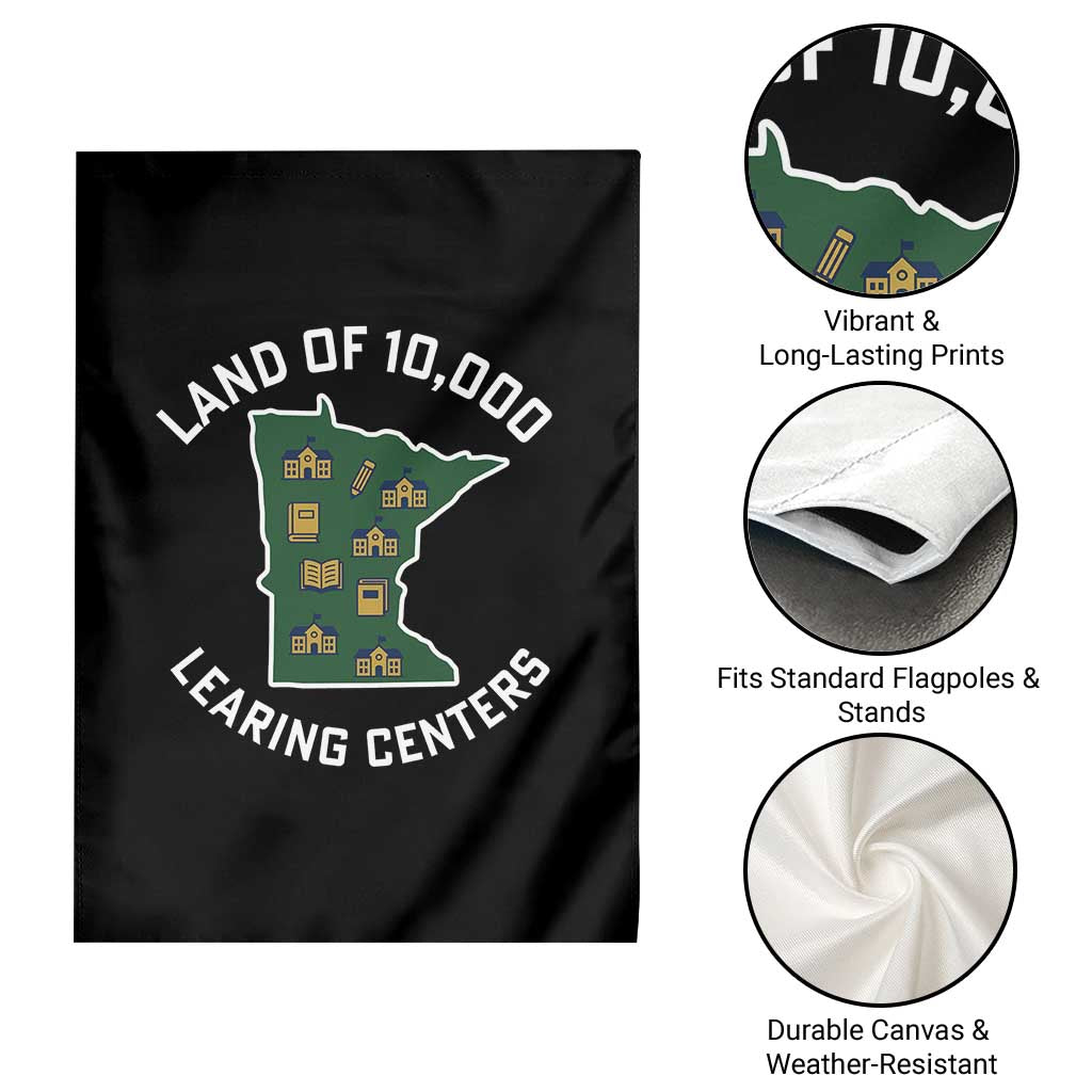 Land of 10000 Learing Centers Funny Minnesota Meme Garden Flag Viral Education Typo Parody - Wonder Print Shop