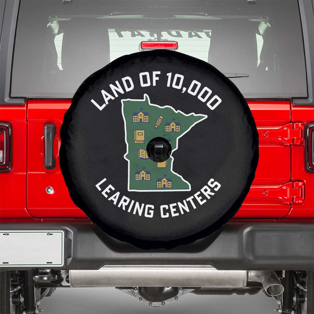 Land of 10000 Learing Centers Funny Minnesota Meme Spare Tire Cover Viral Education Typo Parody - Wonder Print Shop
